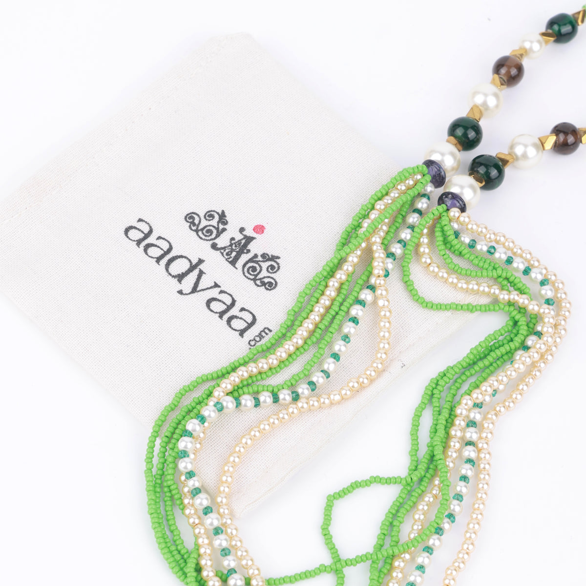 Pearl & Green Multilayer Necklace