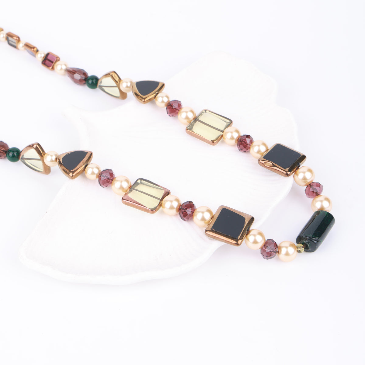 Korean Glass Bead Necklace with Assorted Shaped Glass Beads