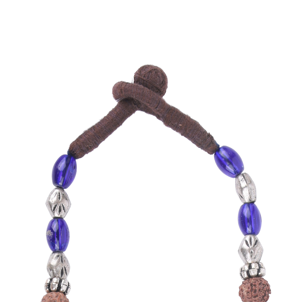Rudraksha Necklace with German Silver & Glass Beads
