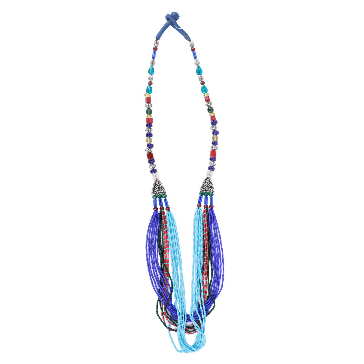 Blue, Green, Red & Turquoise Multilayer Necklace