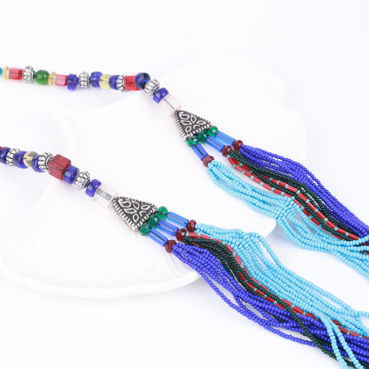 Blue, Green, Red & Turquoise Multilayer Necklace