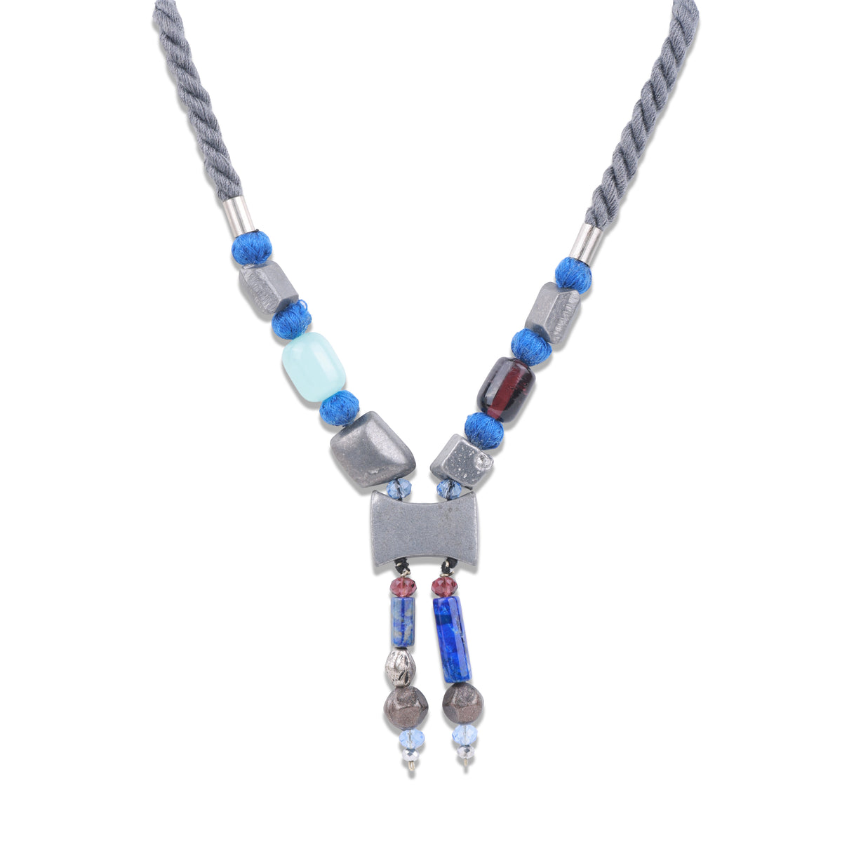 Lapis Lazuli, Aluminium & Glass Bead Necklace