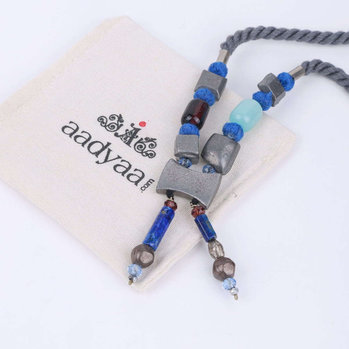 Lapis Lazuli, Aluminium & Glass Bead Necklace
