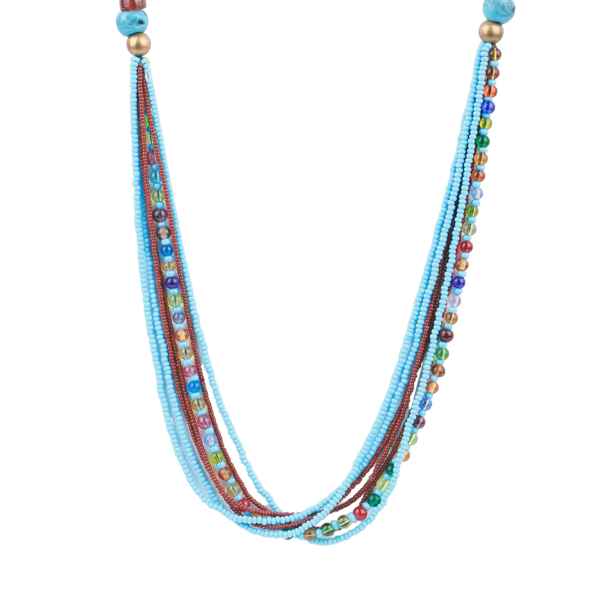 Brown, Turquoise & Multicolour Beaded Necklace
