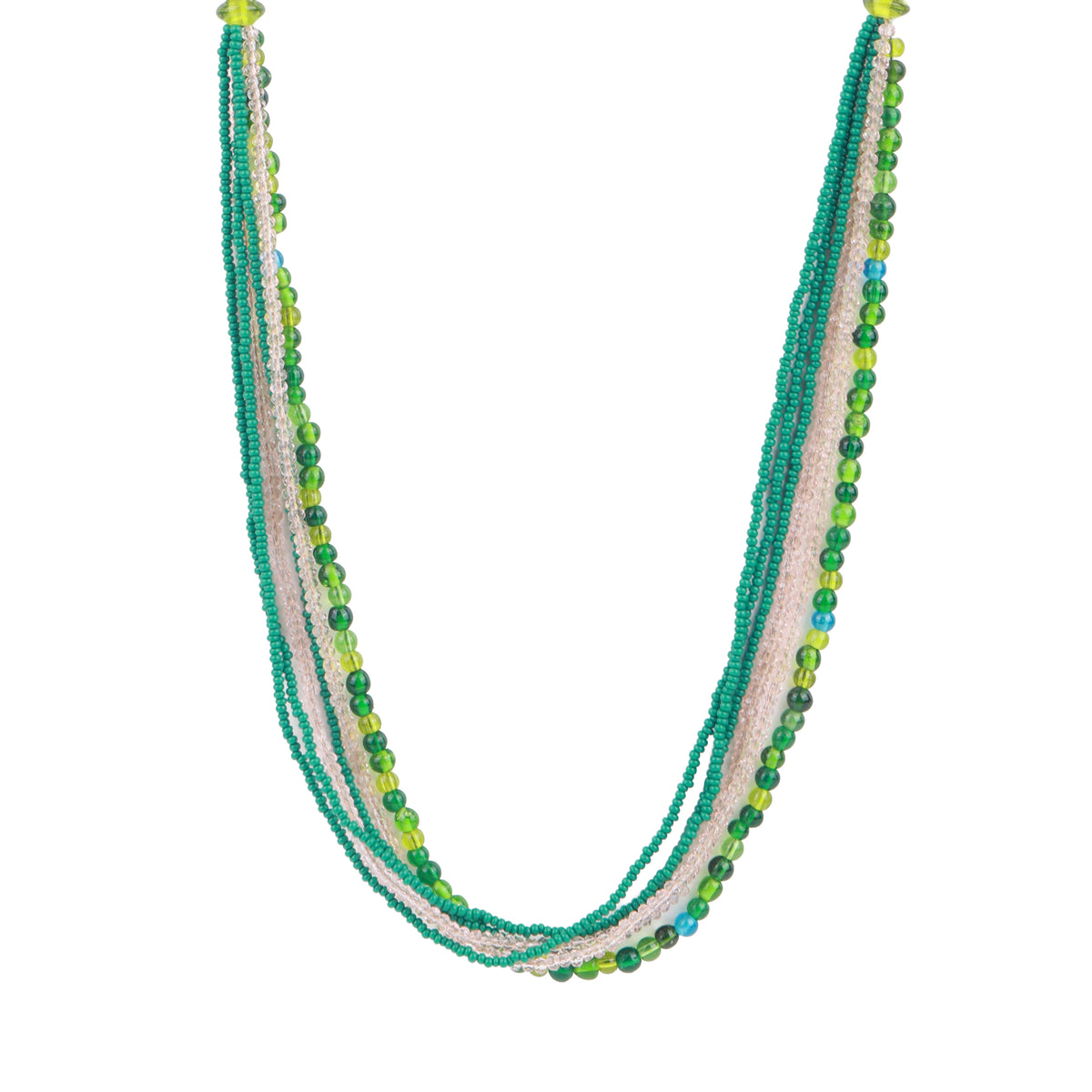 Pink, Green & Glass Beaded Necklace