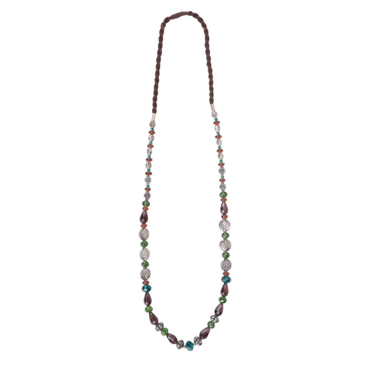 Glass Bead Necklace with German Silver Beads