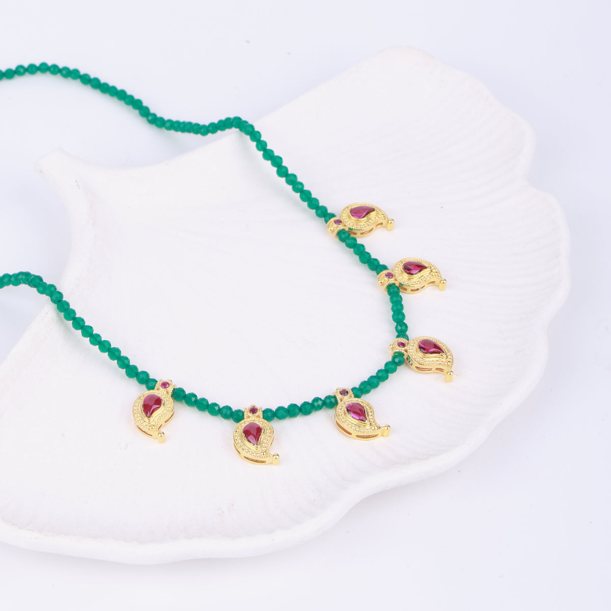 Pink Stone Koyari Necklace | 22K Gold-Plated