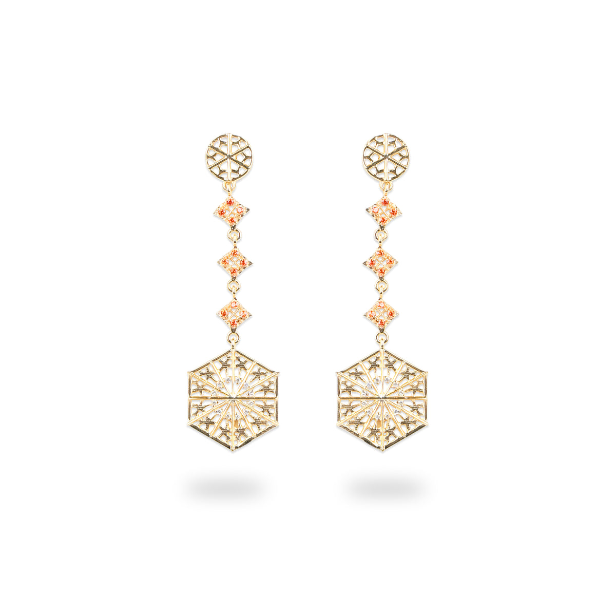 Kulgam / Lattice work / Pinjrakari Pattern Inspired Earring | 22K Gold Plated