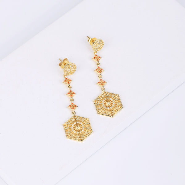 Kulgam / Lattice work / Pinjrakari Pattern Inspired Earring | 22K Gold Plated