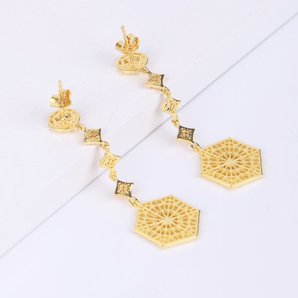 Kulgam / Lattice work / Pinjrakari Pattern Inspired Earring | 22K Gold Plated