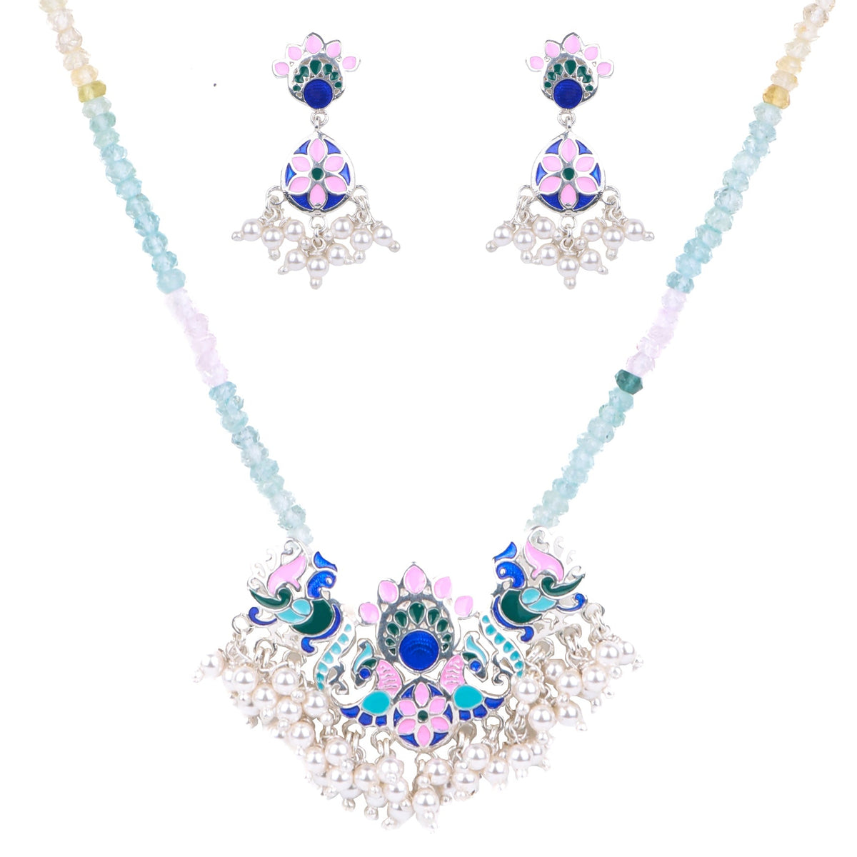 Indian Block Print Mayur Enamel  Set
