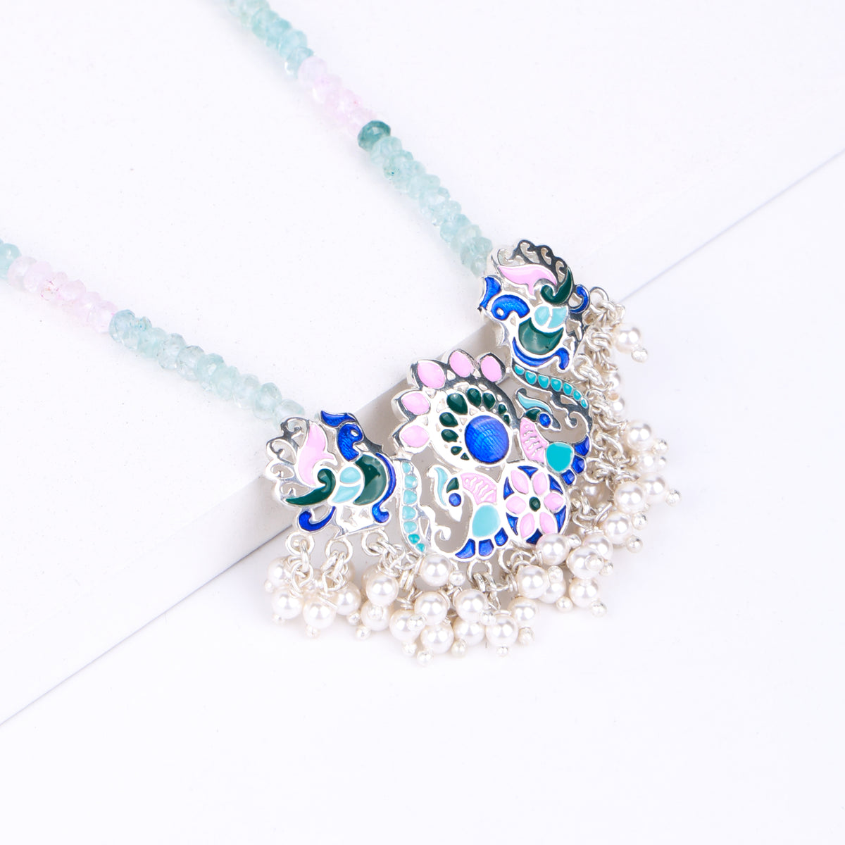 Indian Block Print Mayur Enamel  Set