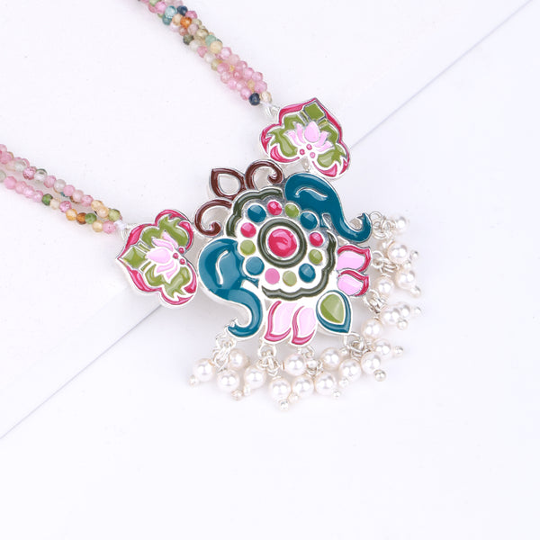 Indian Block Print Lotus Enamel Set