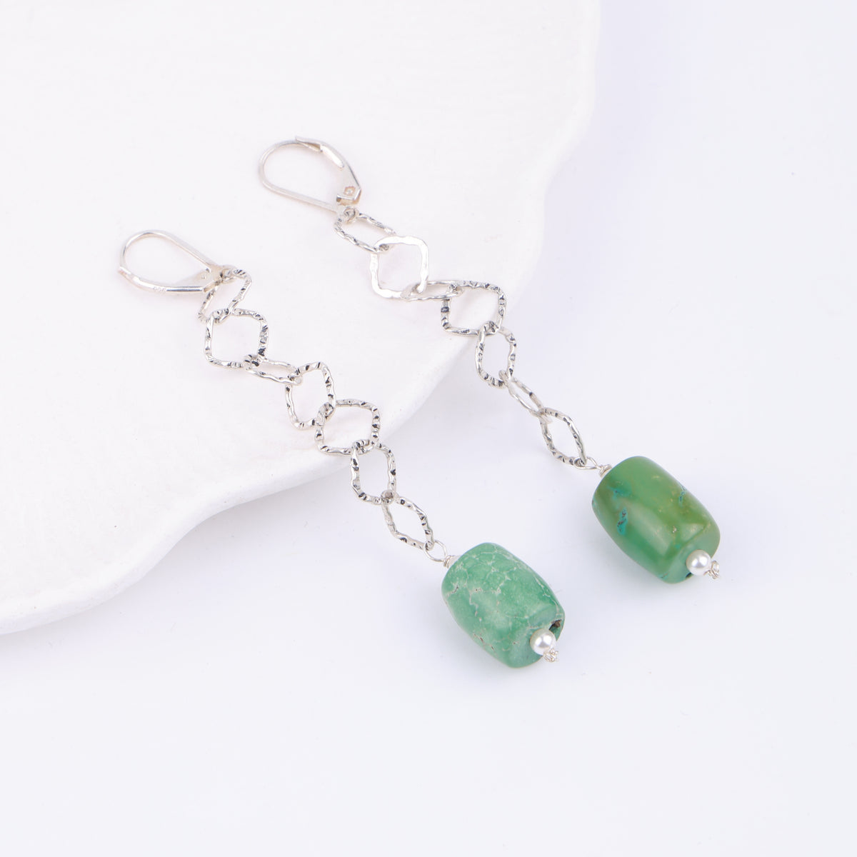 Tibetan Turquoise & Chain Earrings (Project Handmade)