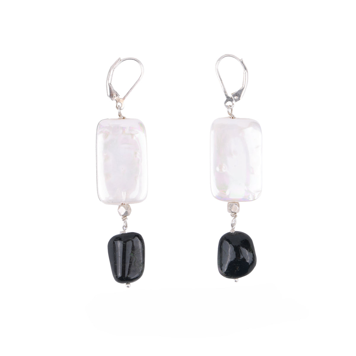 Rectangular Pearl & Tourmaline Earrings (Project Handmade)