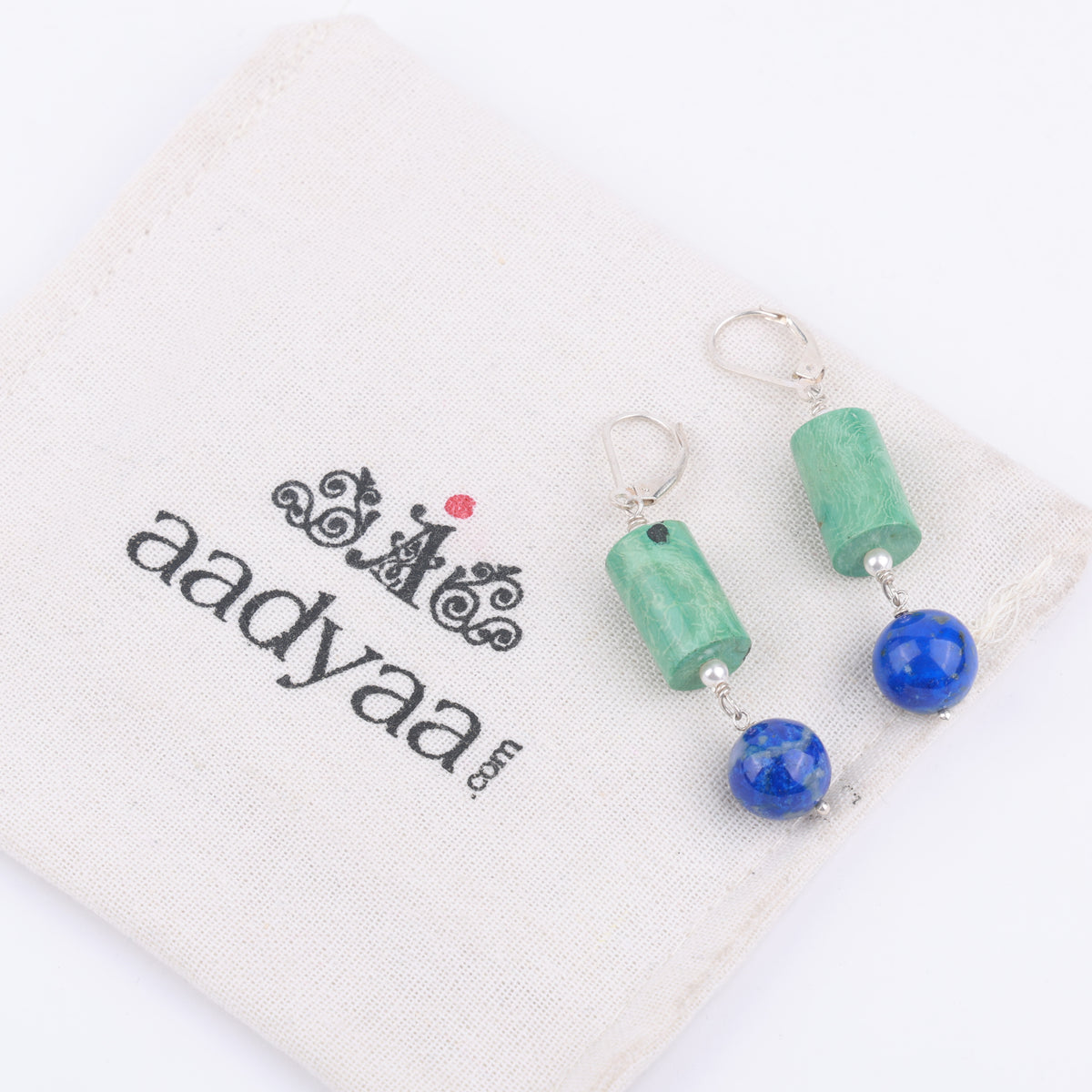 Tibetan Turquoise & Lapis Lazuli Earrings (Project Handmade)