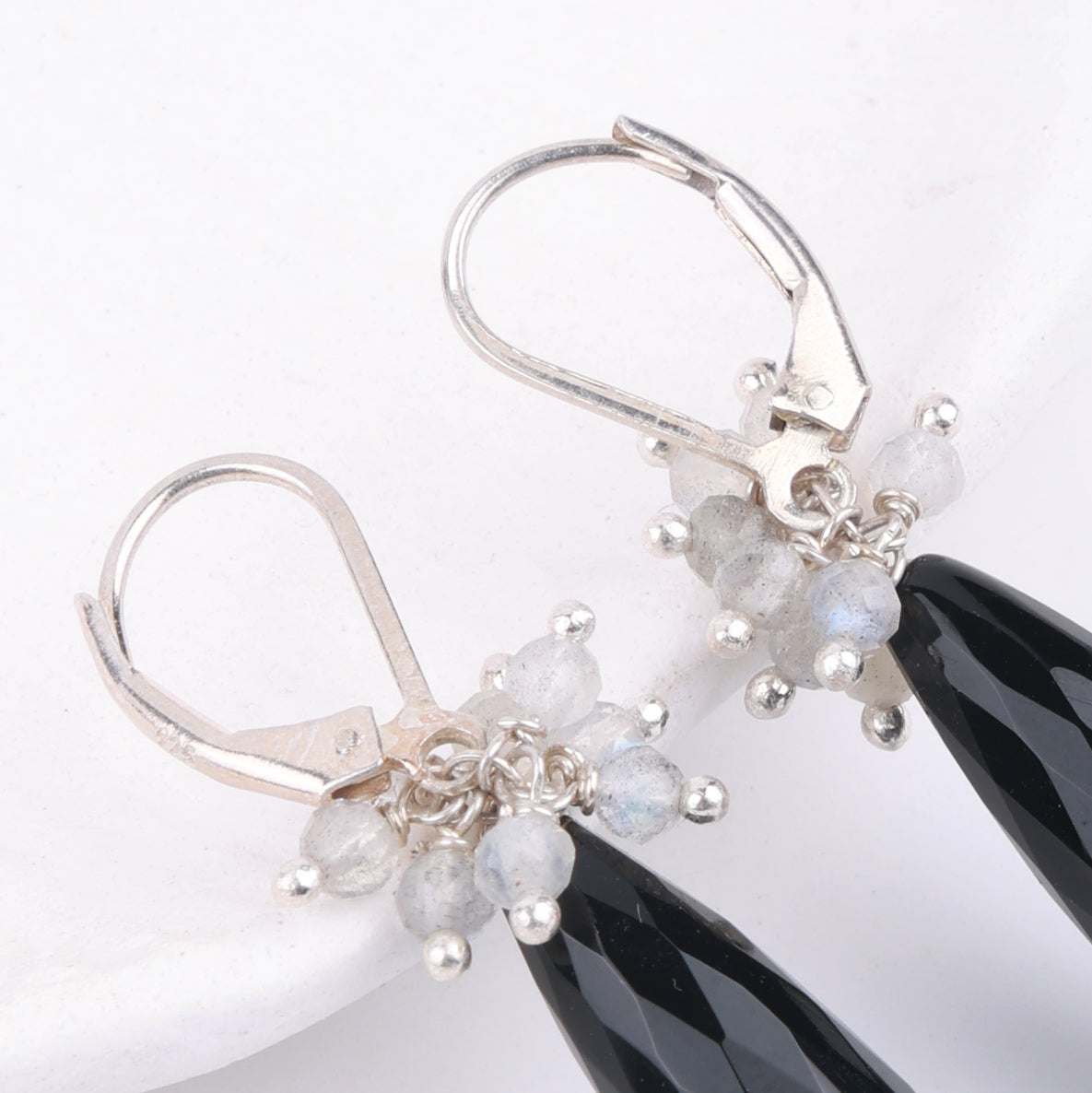Labradorite & Black Spinel Earrings (Project Handmade)