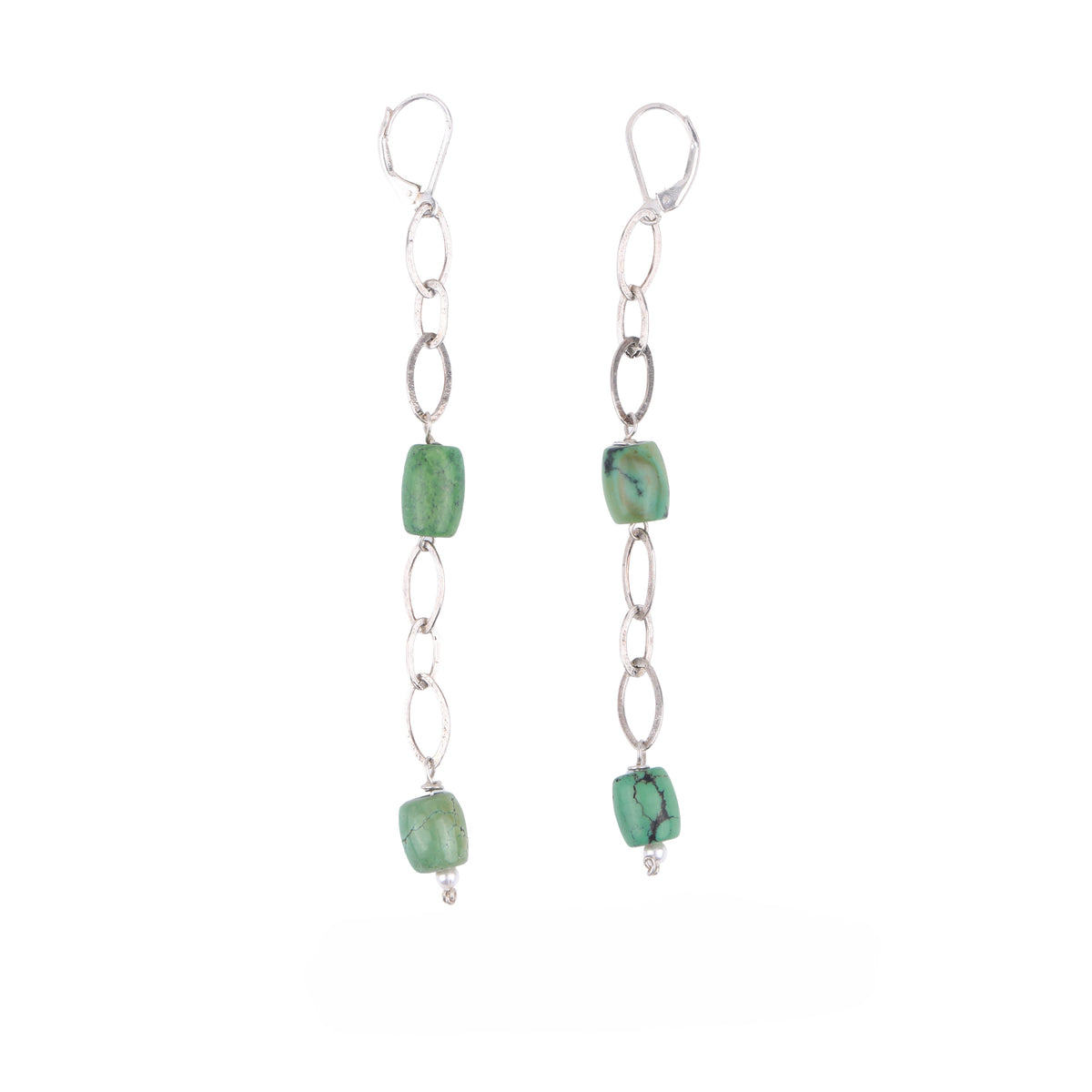 Chain & Tibetan Turquoise Earrings (Project Handmade)