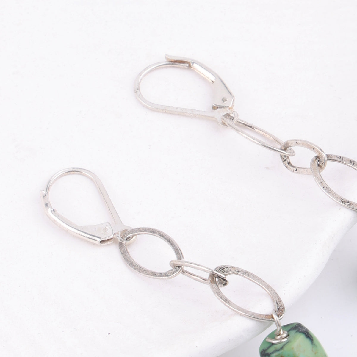 Chain & Tibetan Turquoise Earrings (Project Handmade)