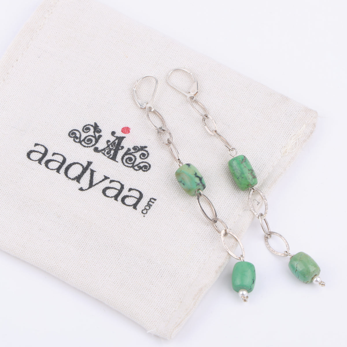 Chain & Tibetan Turquoise Earrings (Project Handmade)