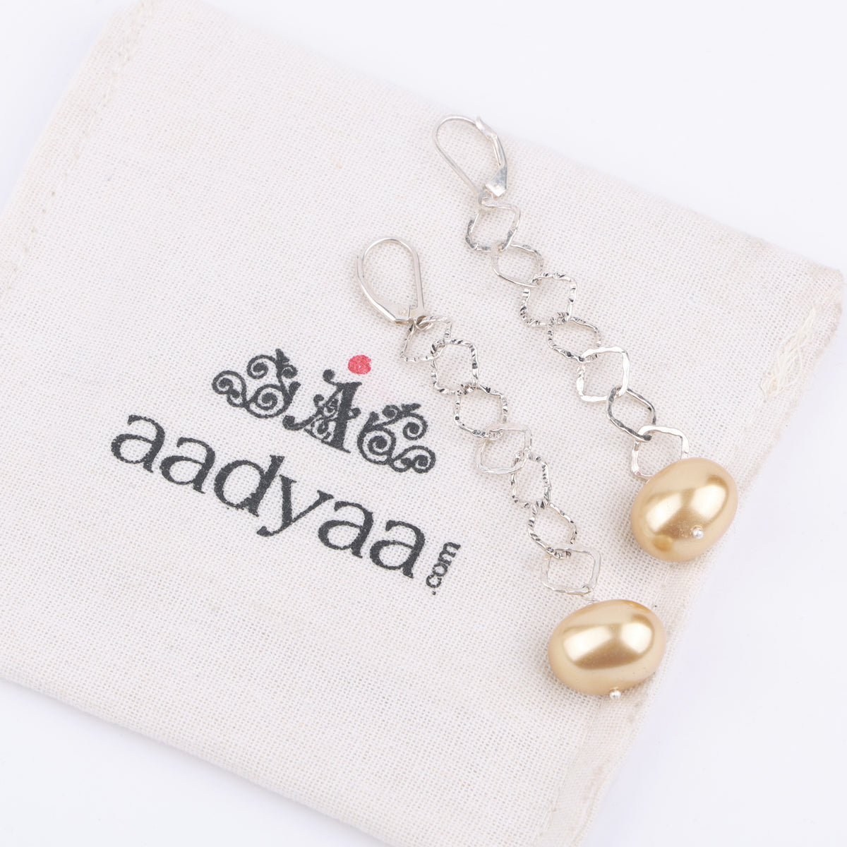 Chain & Golden Pearl Earrings (Project Handmade)