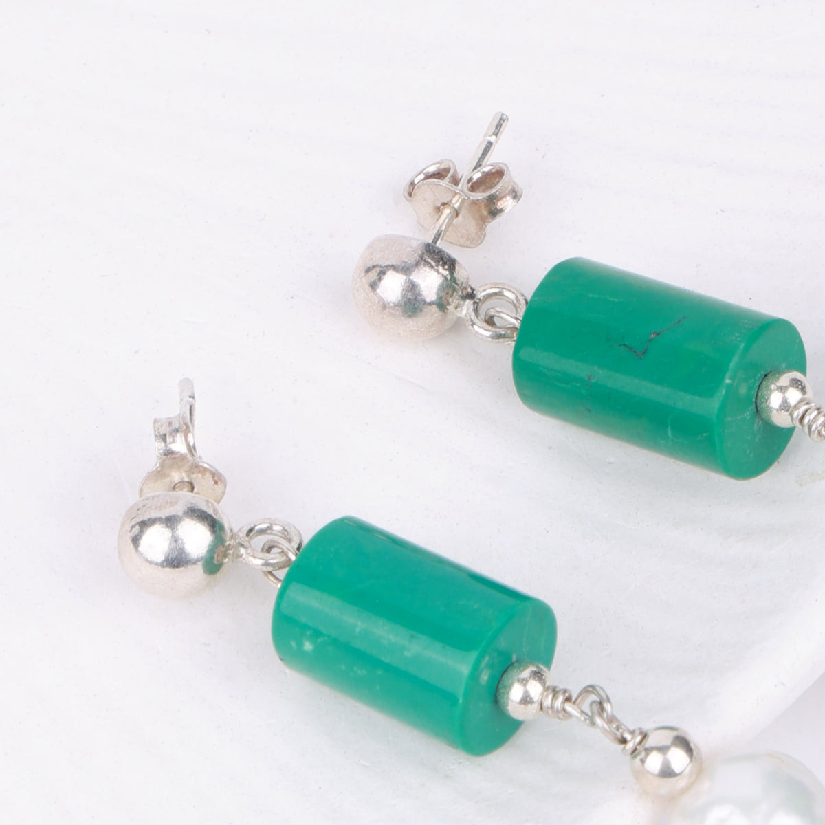 Tibetan Turquoise & Pearl Earrings (Project Handmade)