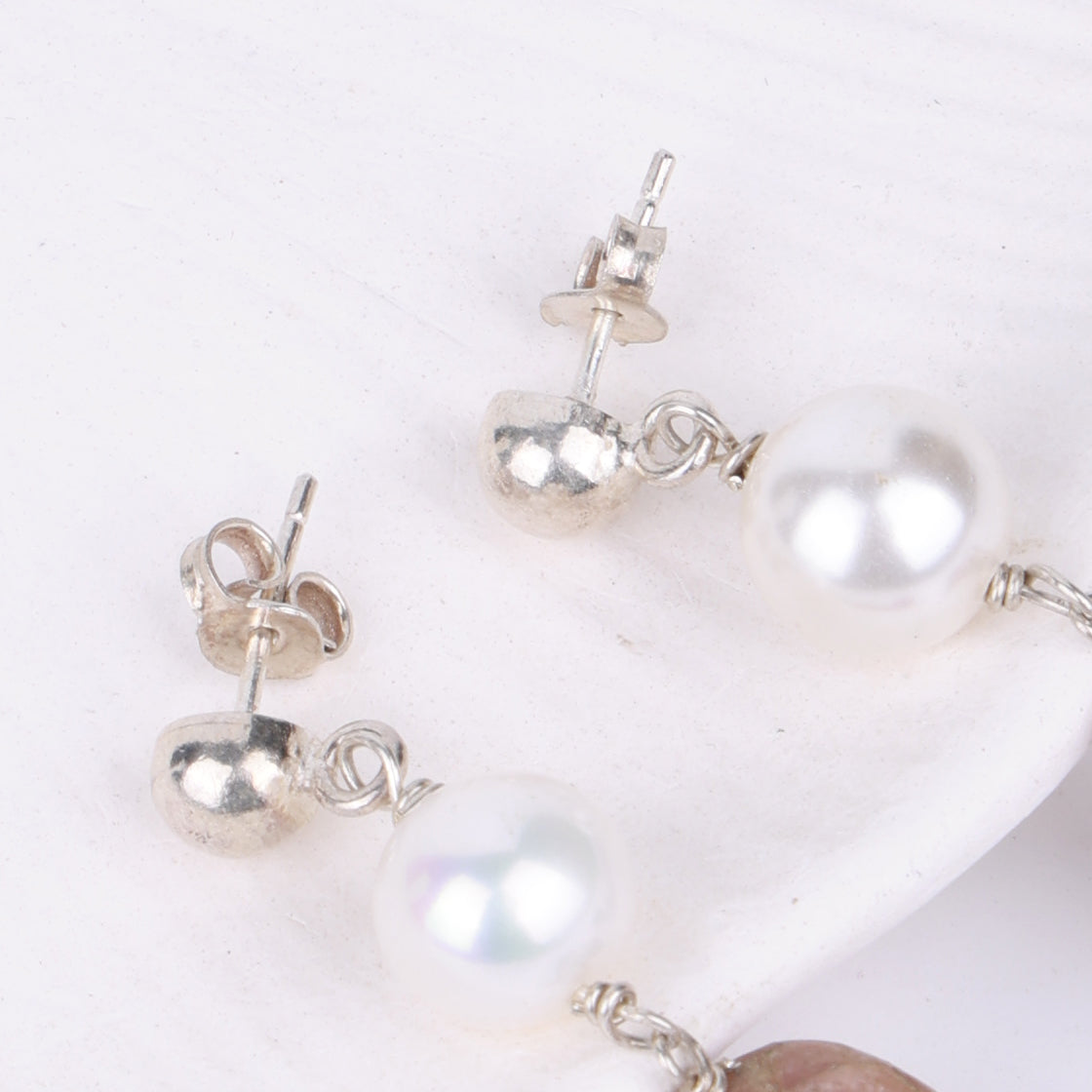 Tourmaline, Pearl & Ruby Earrings (Project Handmade)