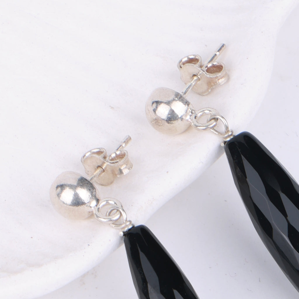 Black Spinel & Crystal Earrings (Project Handmade)