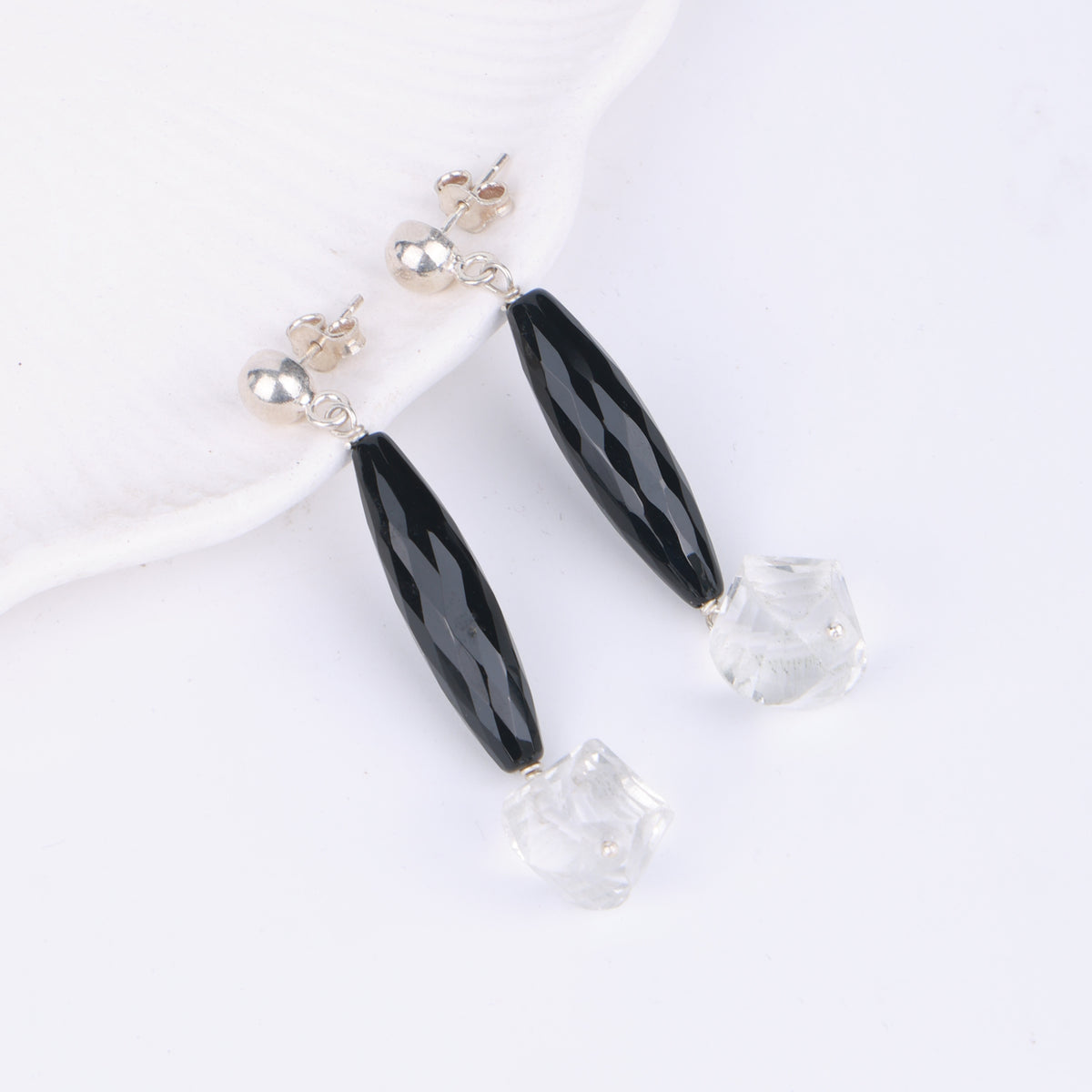 Black Spinel & Crystal Earrings (Project Handmade)