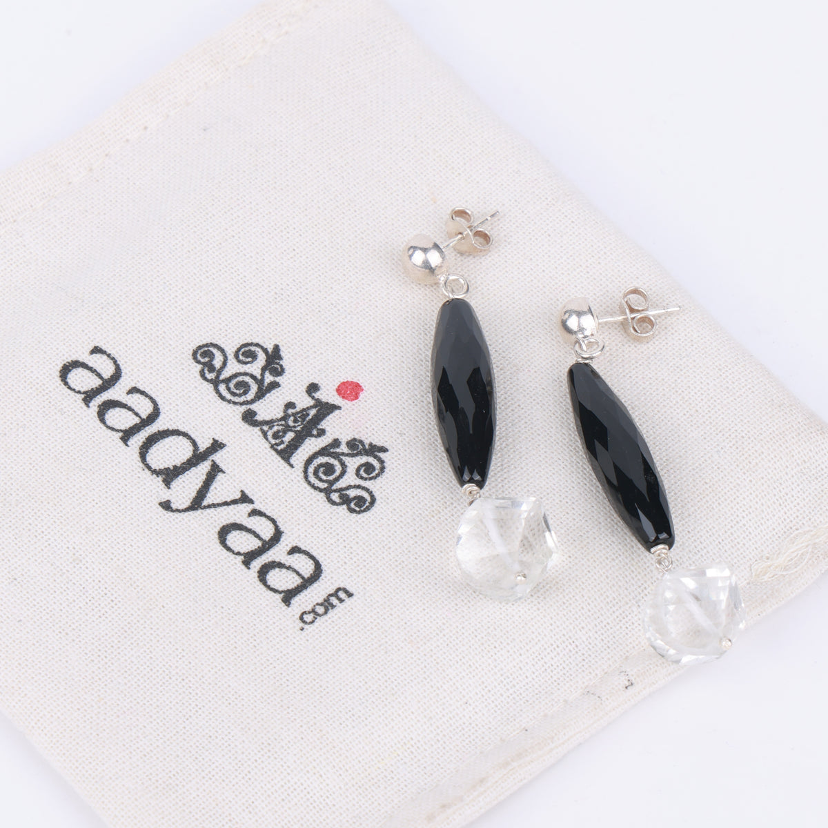 Black Spinel & Crystal Earrings (Project Handmade)