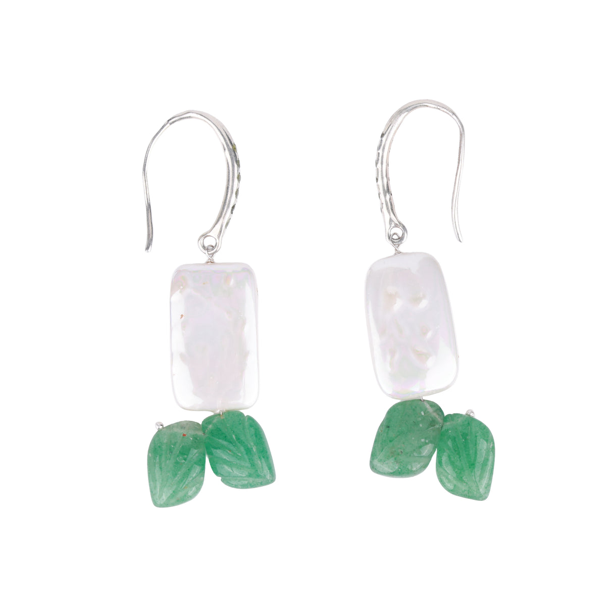 Rectangular Pearl & Russian Quartz Earrings (Project Handmade)