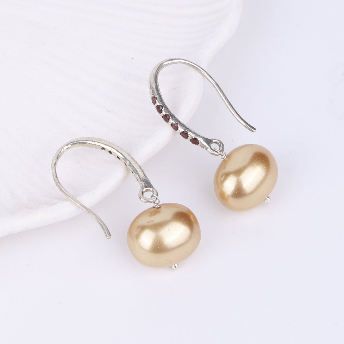 Golden Pearl Drop Earrings (Project Handmade)