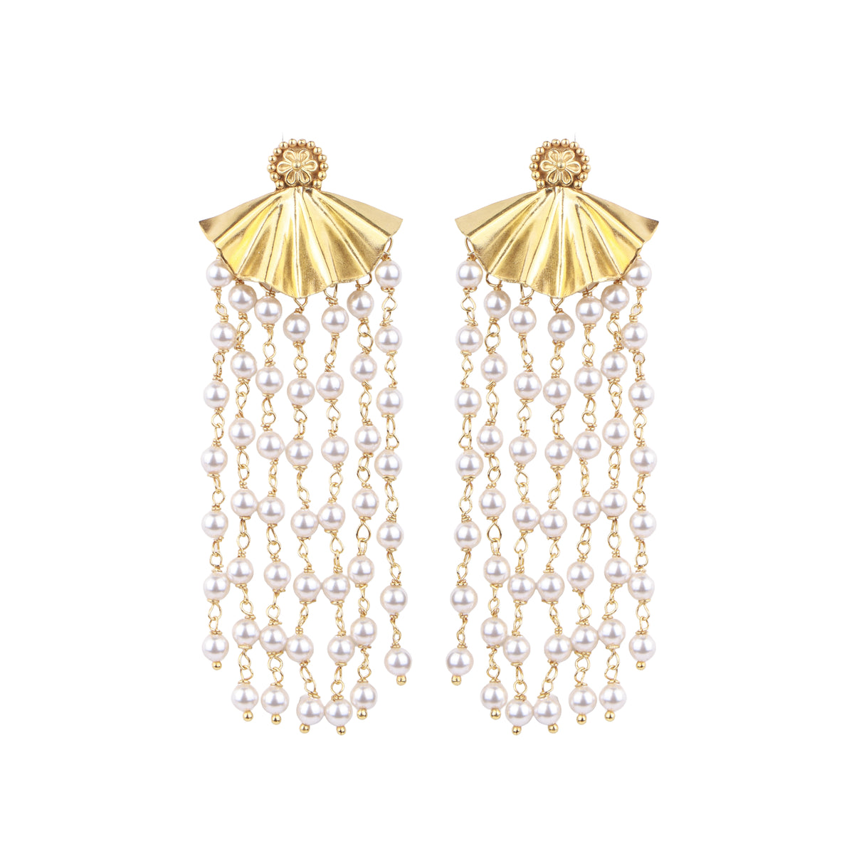 Pearl Arc Earrings | 22K Gold-Plated