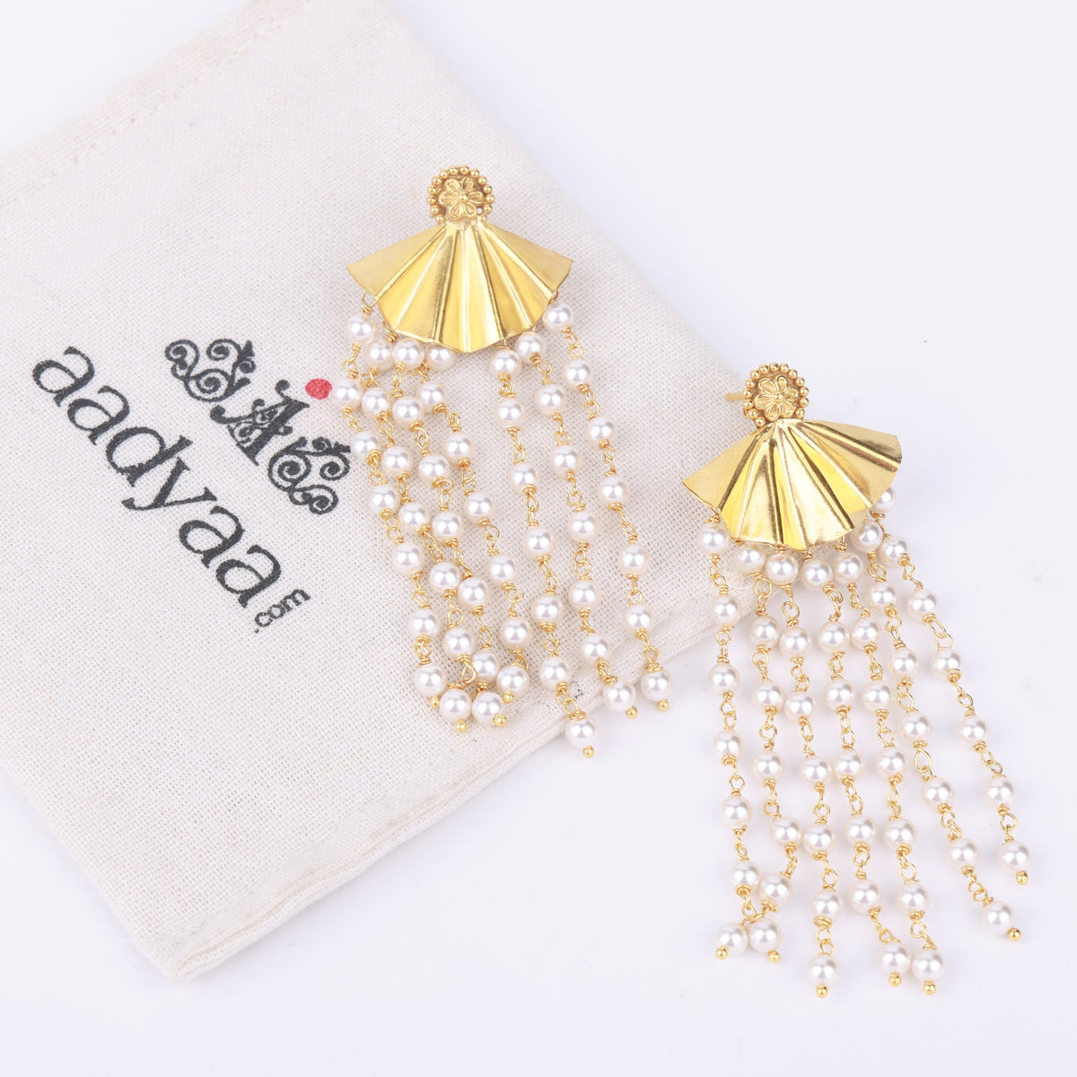 Pearl Arc Earrings | 22K Gold-Plated