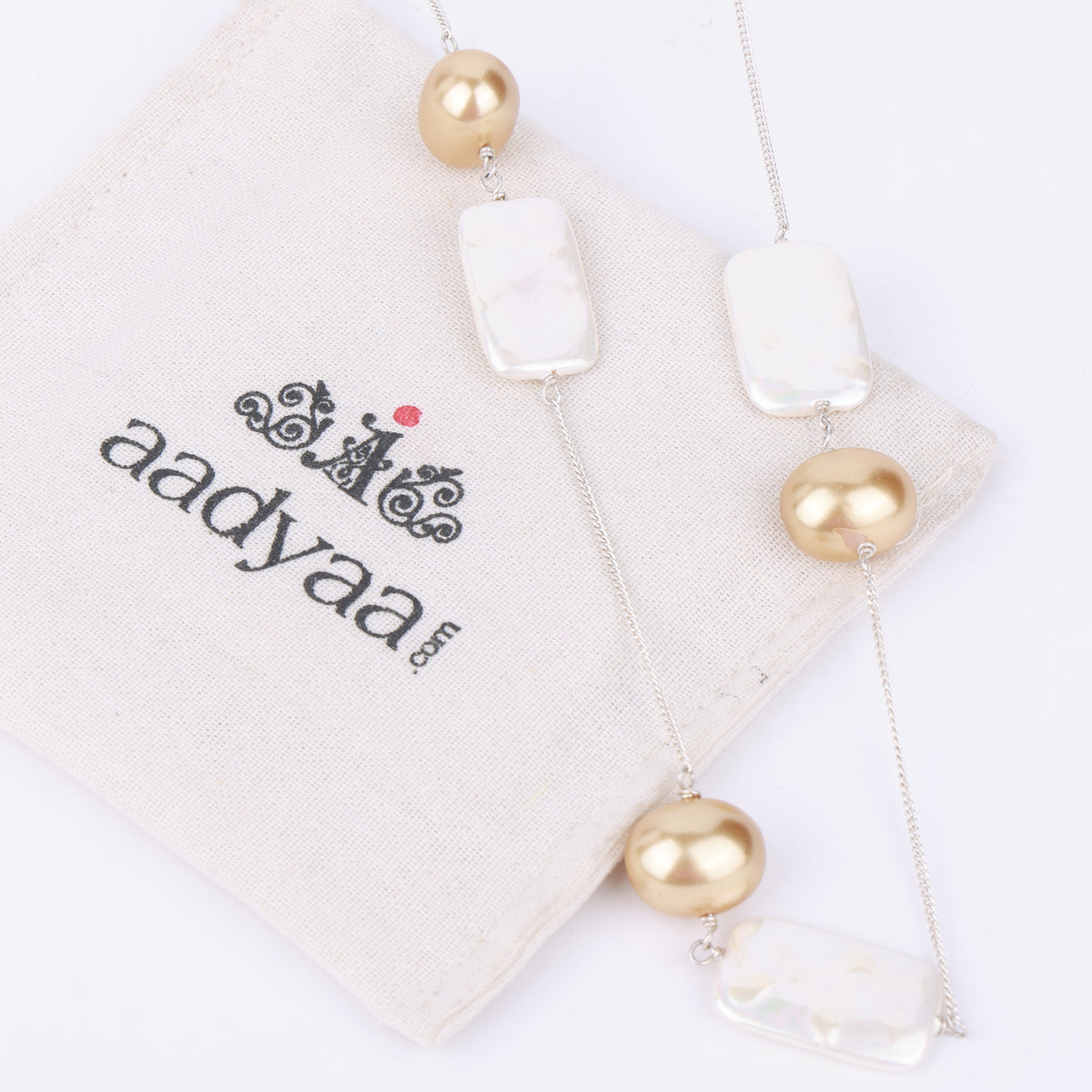 Rectangular Pearl & Shell Pearl Necklace (Project Handmade)