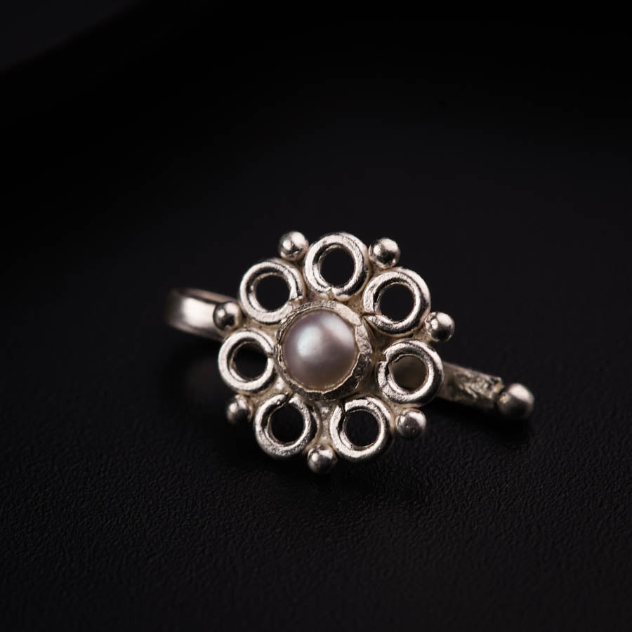 Silver Nose pin - Pearl (Clip on)