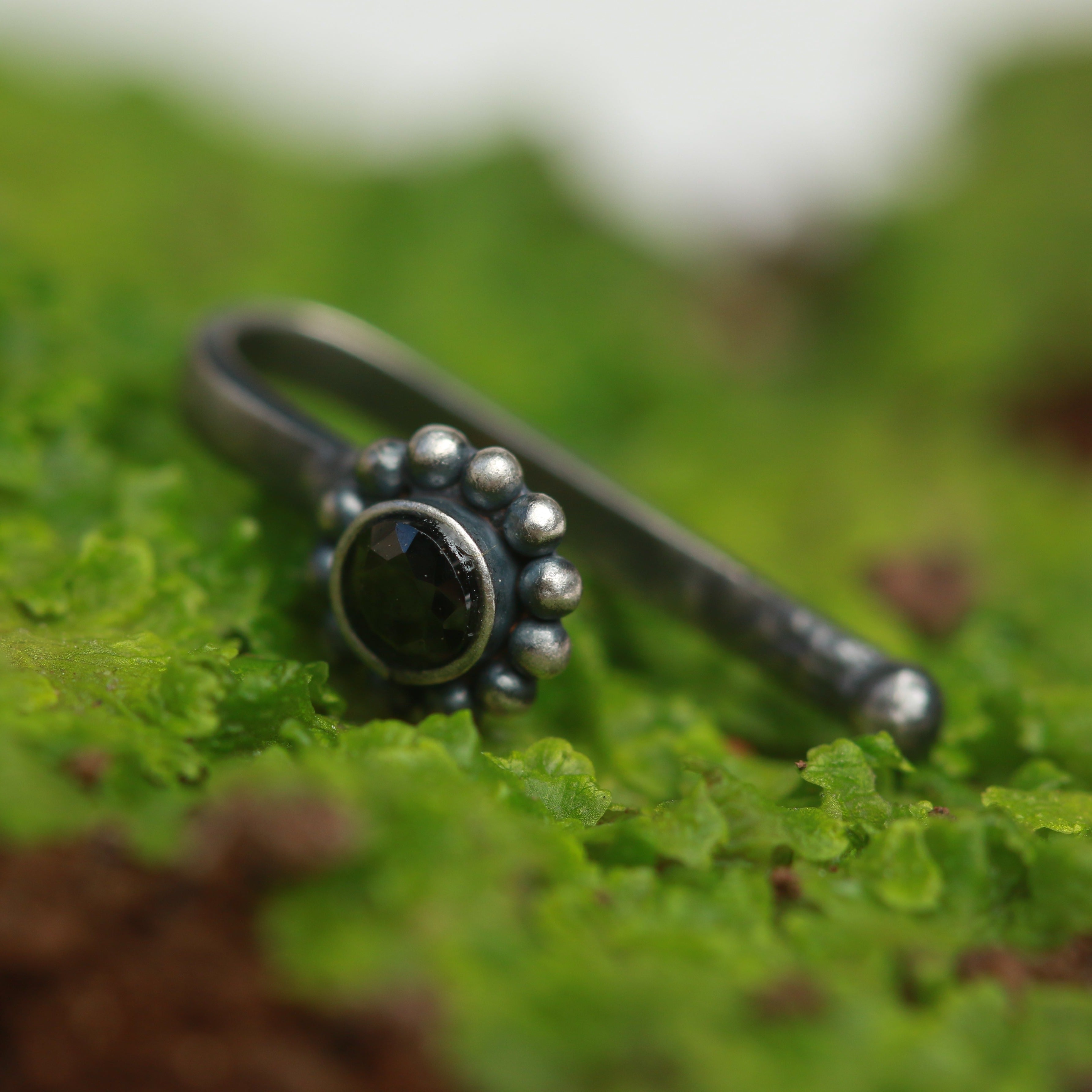 Silver Black Stone Nose pin (Clip on)