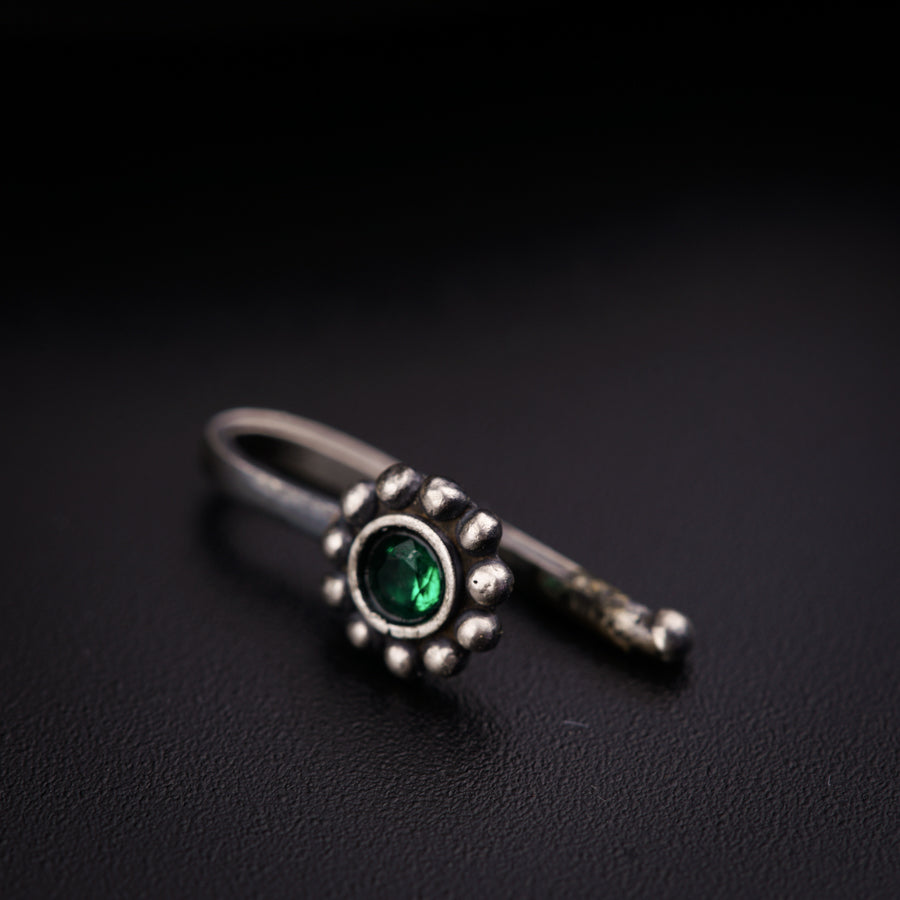 Green Stone Nose pin: Small (Clip on)