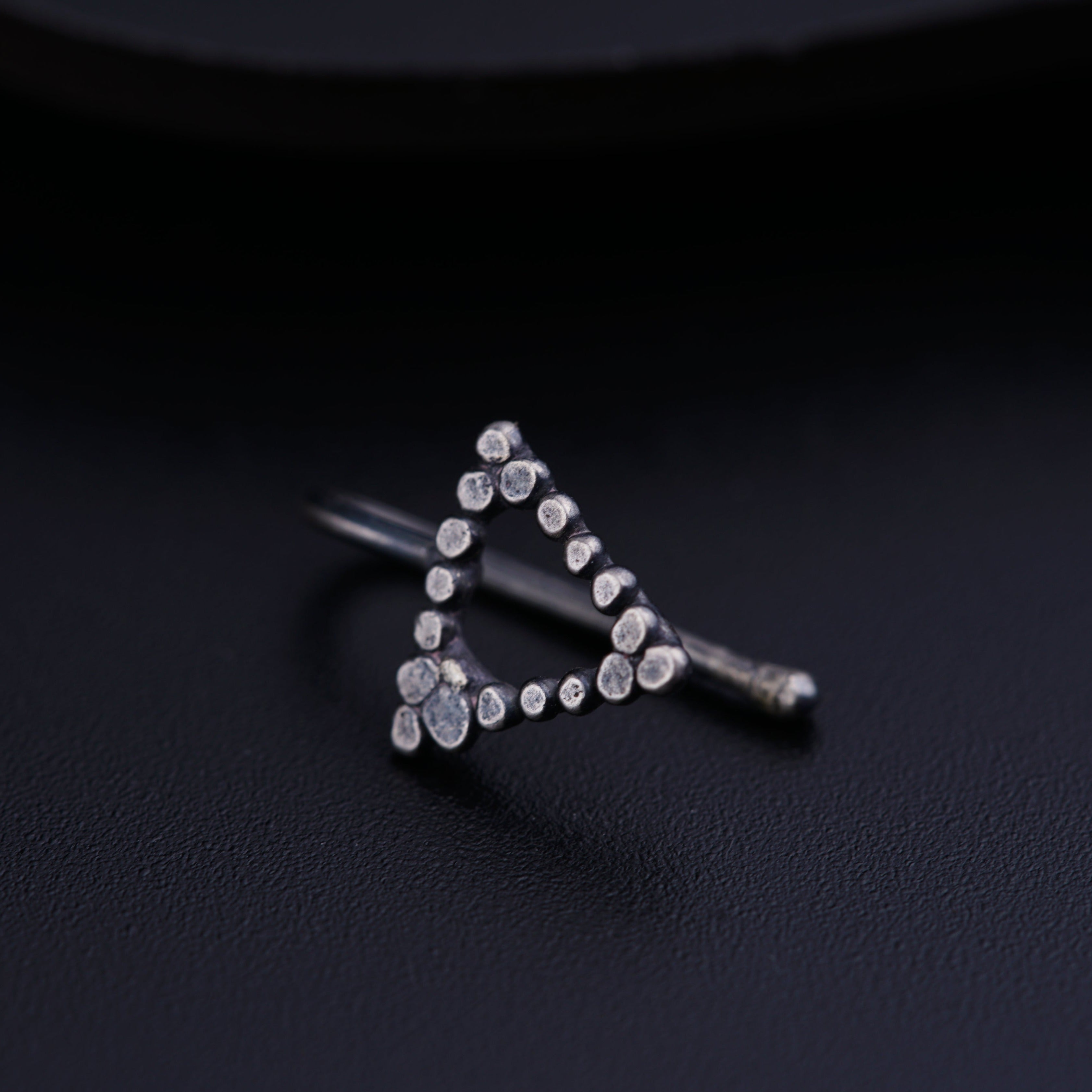 Hammered Silver Triangle Shaped Nose pin (Clip on)