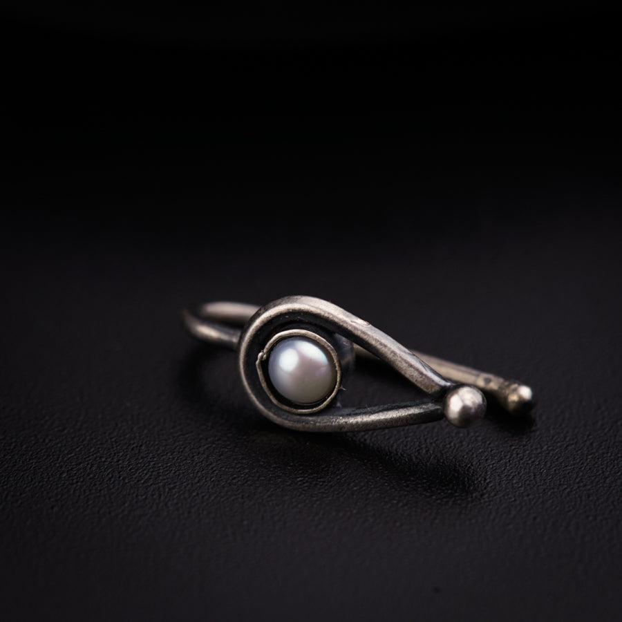 Handmade Silver Drop with Pearl Nose pin (Clip on)