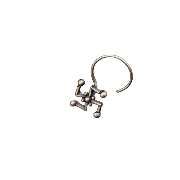 Handmade Silver Swastik Nose pin (Pierced)