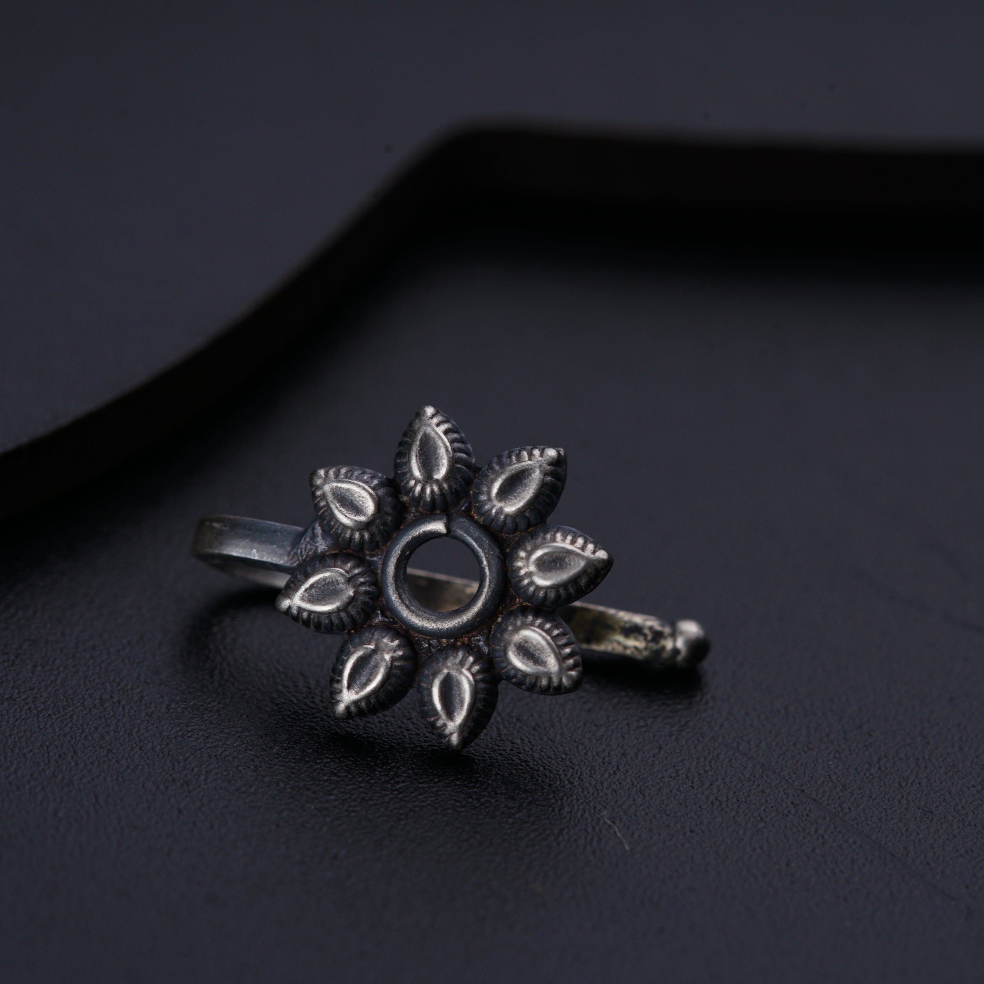 Handmade Silver Flower Nose pin (Clip On)