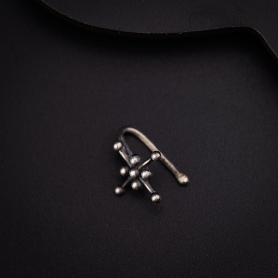 Handmade Silver Abstract Nose pin (Clip on)
