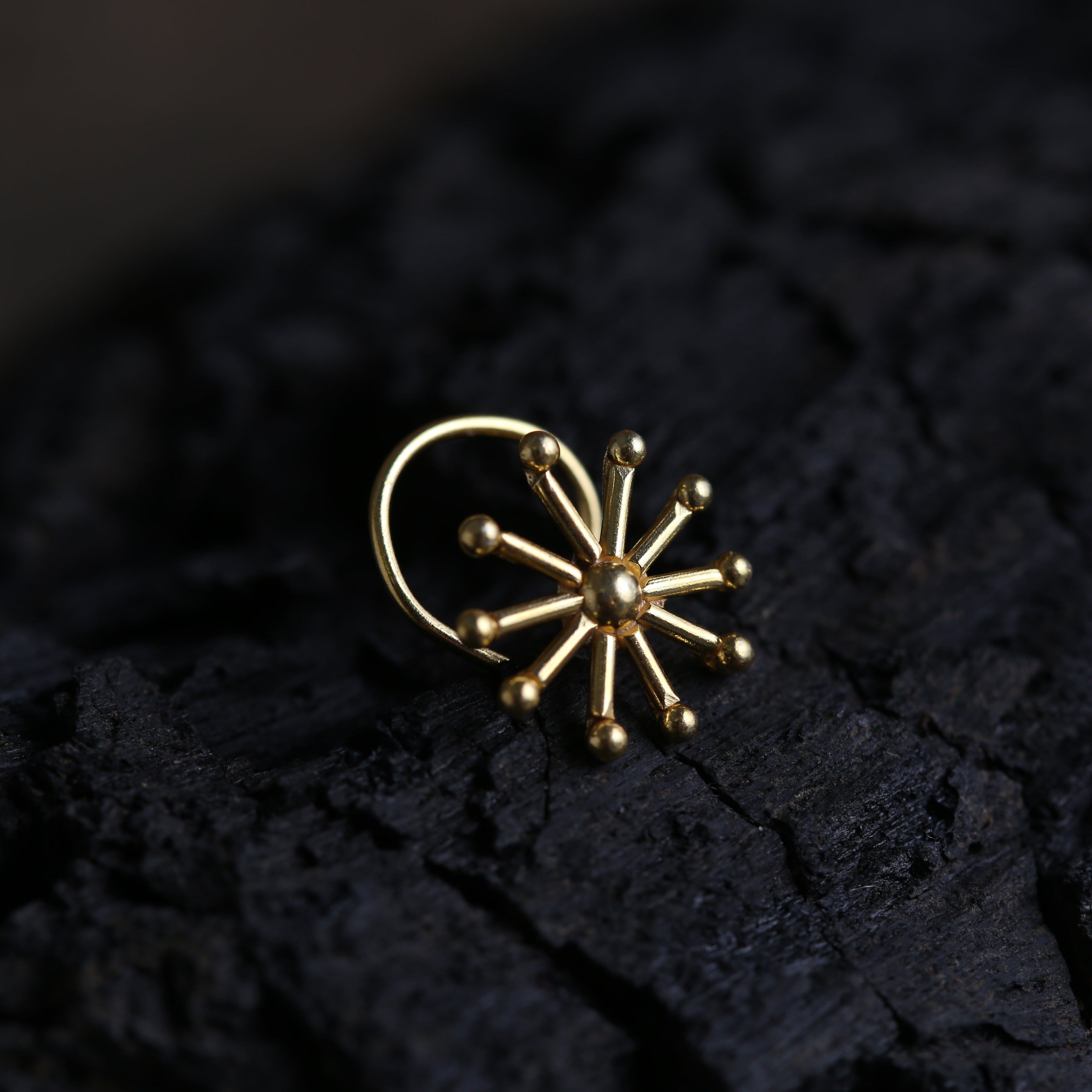 Snowflake Nose pin (Gold Plated, Pierced)