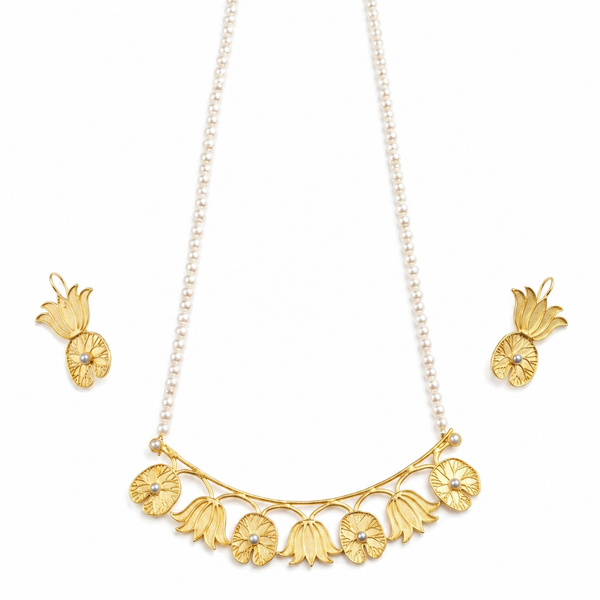 Abstract Pearl Set |  92.5 Silver | 22K Gold Plated