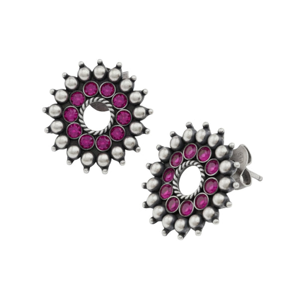 Chakra - Karwar Studs (Pink) | 92.5 Silver