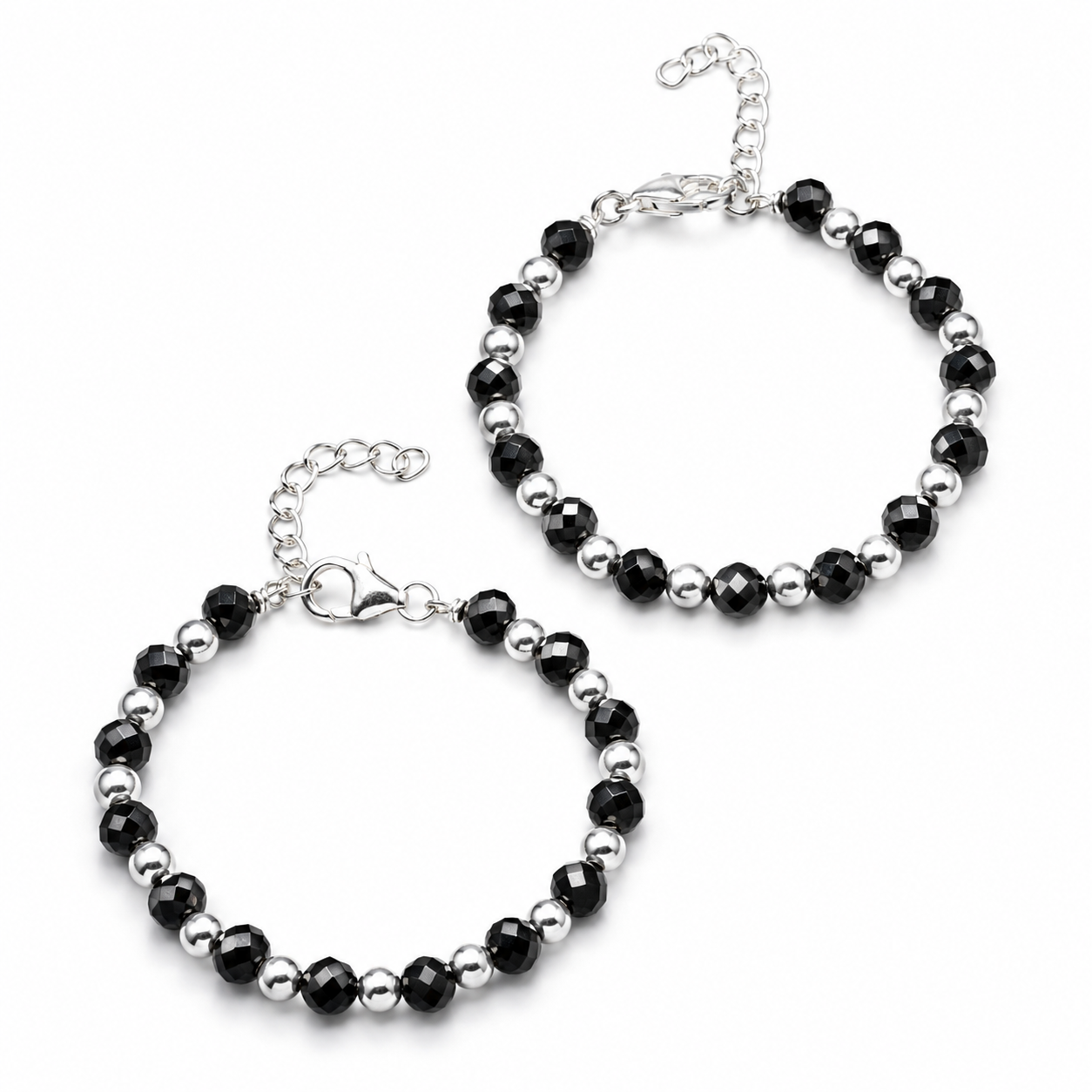Baby Bracelet with Silver Beads and Black Spinal