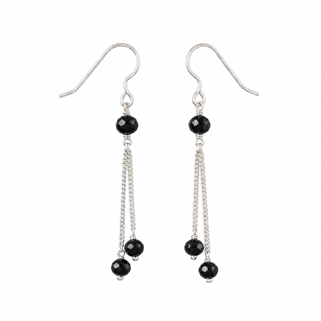 Black Onyx Silver Dangler