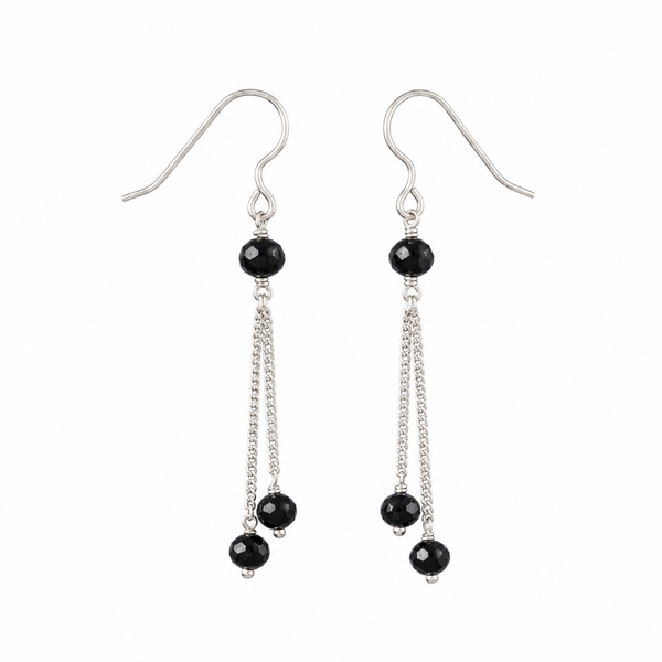 Black Onyx Silver Dangler