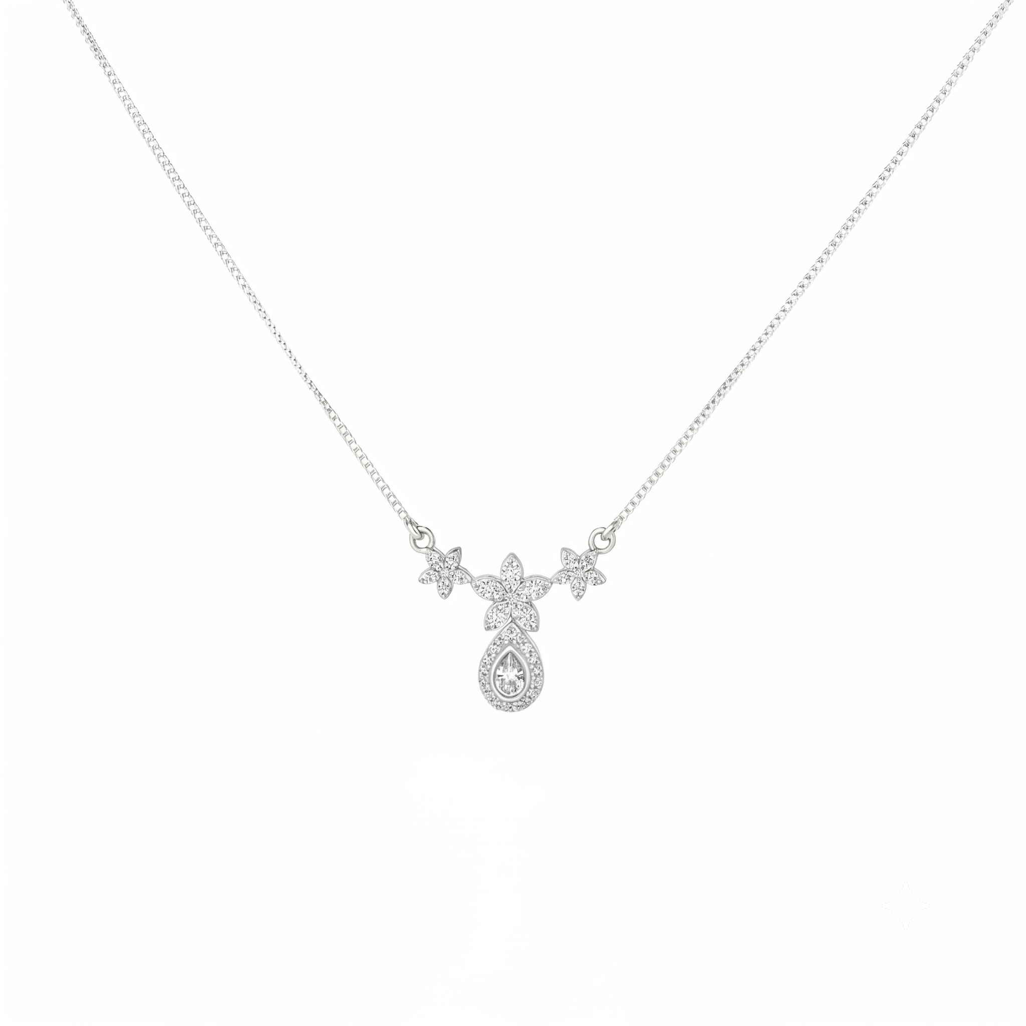 CZ Flower Drop Necklace